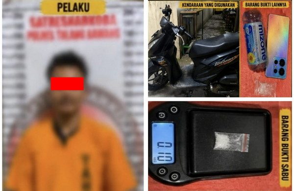 Bandar narkoba di bekuk satresnarkoba polres tulang bawang saat berusaha buang barang bukti